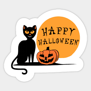 Black Cat Halloween Pumpkin Sticker